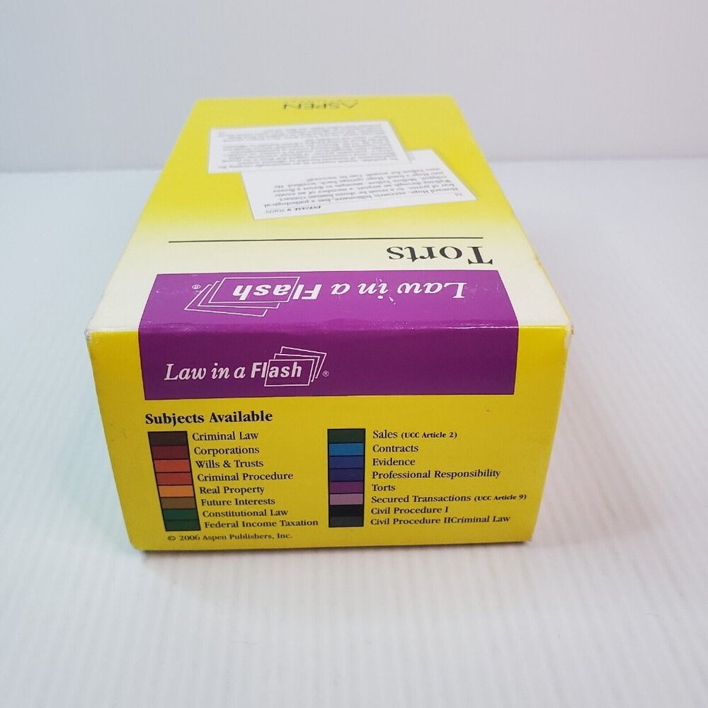 Law in a Flash: Torts 2006 Steven Emanuel Aspen Flash Cards (623 Review Cards) - Picture 6 of 8